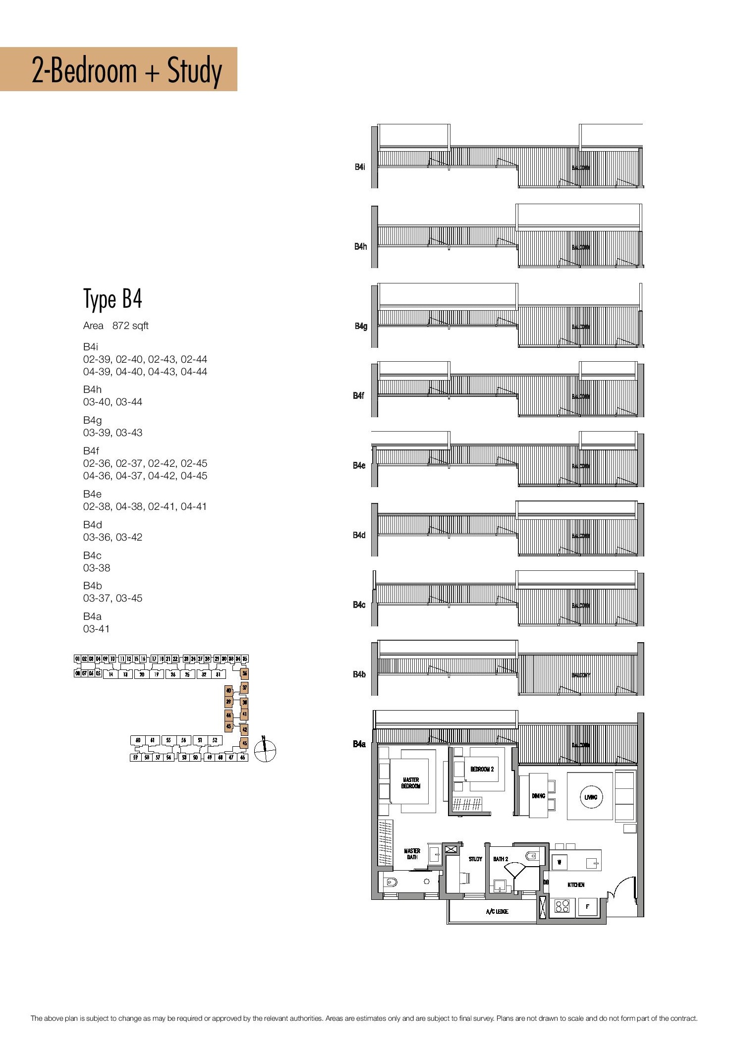Seletar Park Residence 2 Bedroom + Study Type B4 Floor Plans