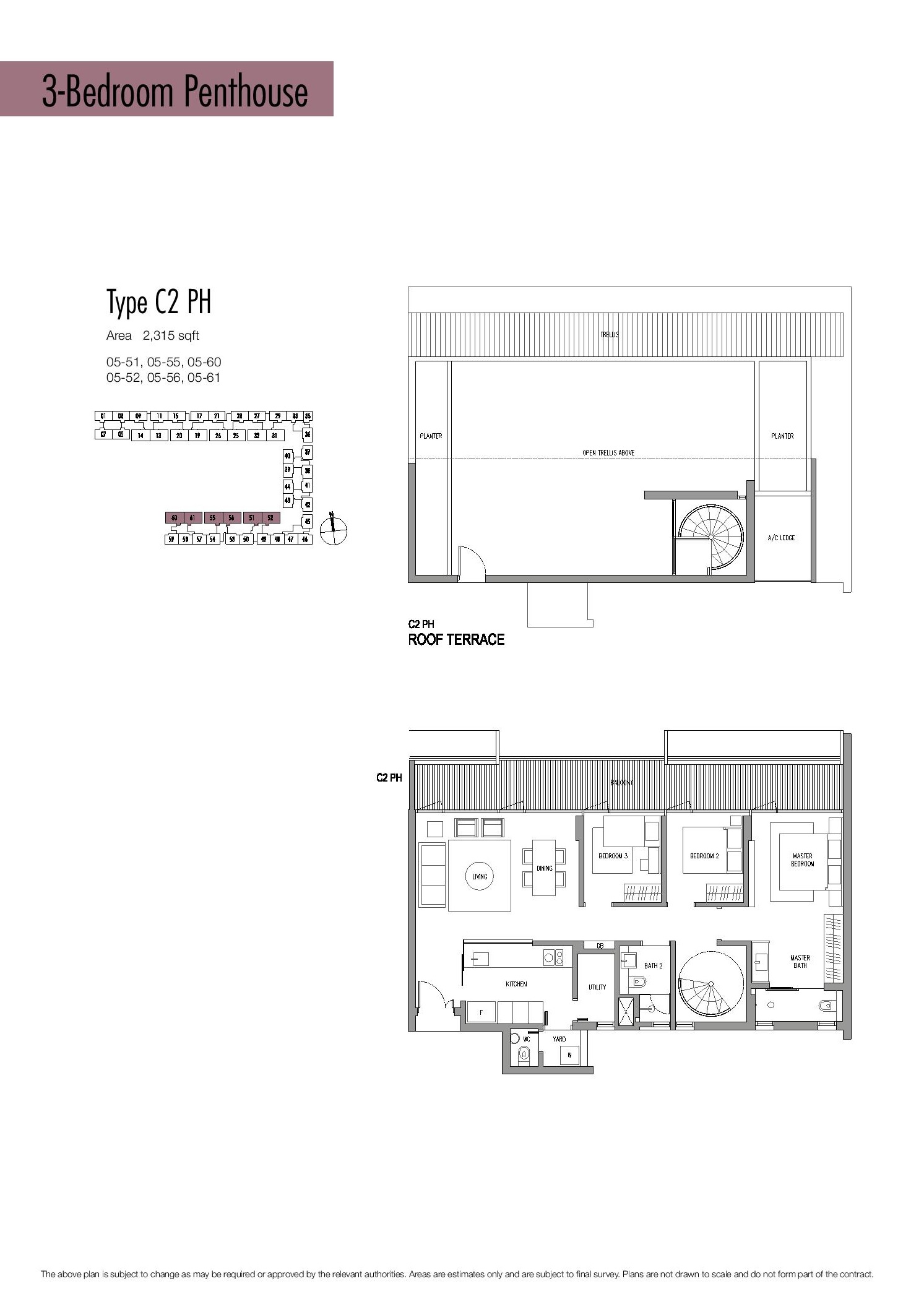 Seletar Park Residence 3 Bedroom Type C2 PH Floor Plans